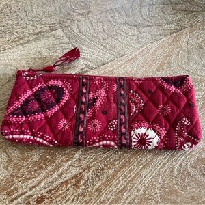 Vera Bradley Red Mesa Zipper Pouch Makeup Bag